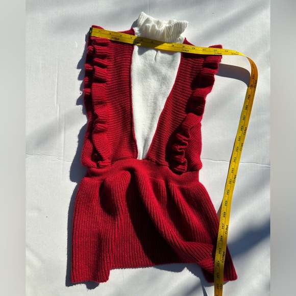 Red Ruffled Knit Dress - Picture 3 of 4